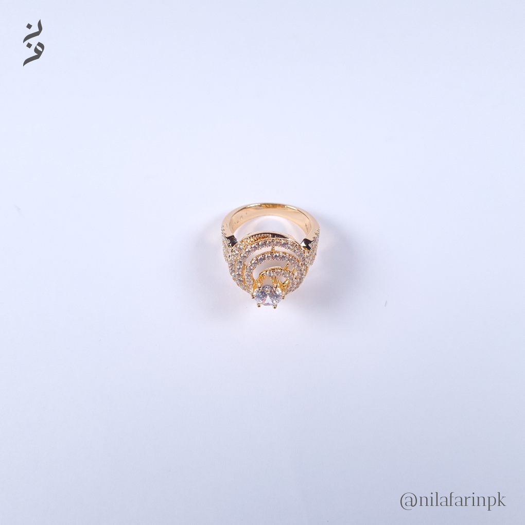 Gold Plated Queen Crown Zircon Ring