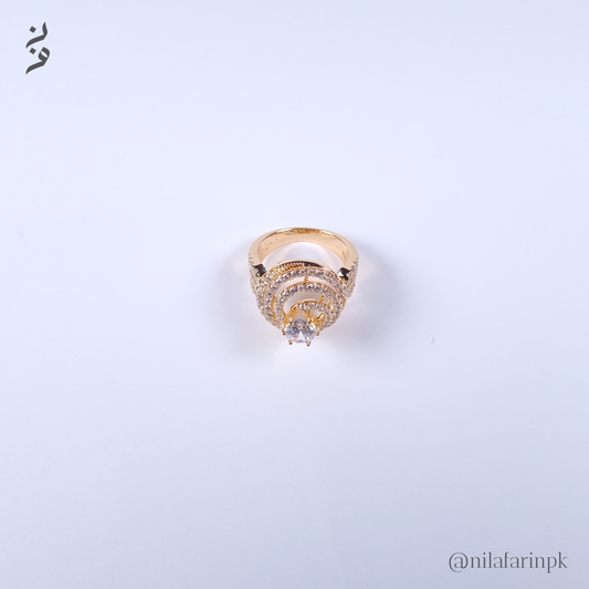 Gold Plated Queen Crown Zircon Ring