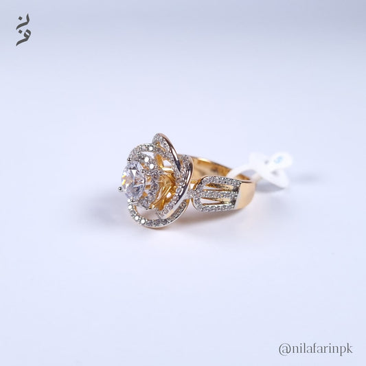 Gold-Plated Swirl Floral Cluster Ring