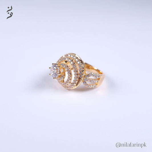 Gold Plated Queen Crown Zircon Ring