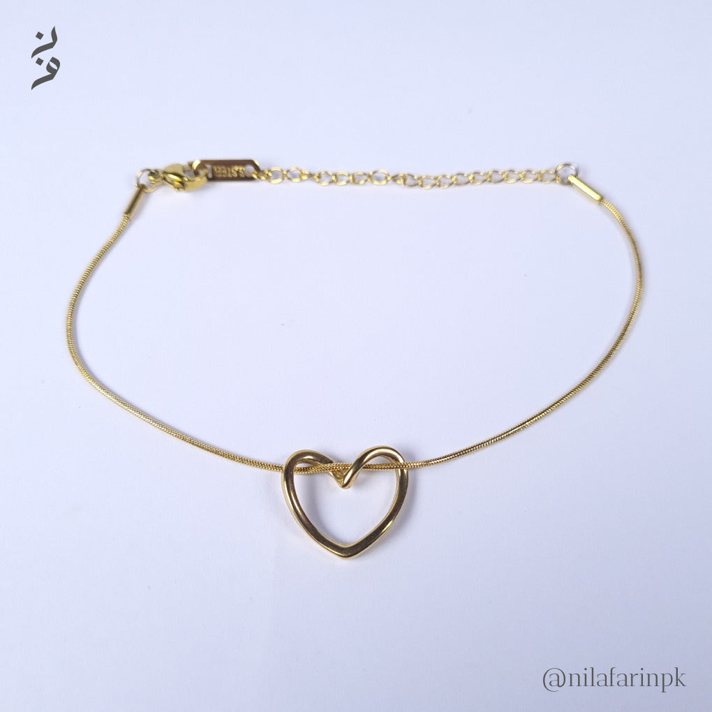 Minimalist Gold Open Heart Necklace & Earrings Set