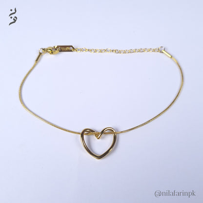 Minimalist Gold Open Heart Necklace & Earrings Set