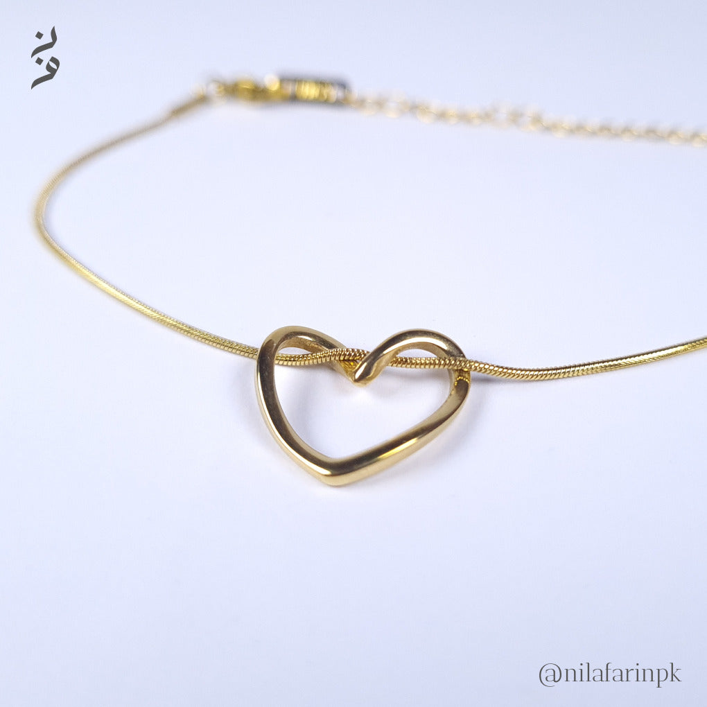 Minimalist Gold Open Heart Necklace & Earrings Set