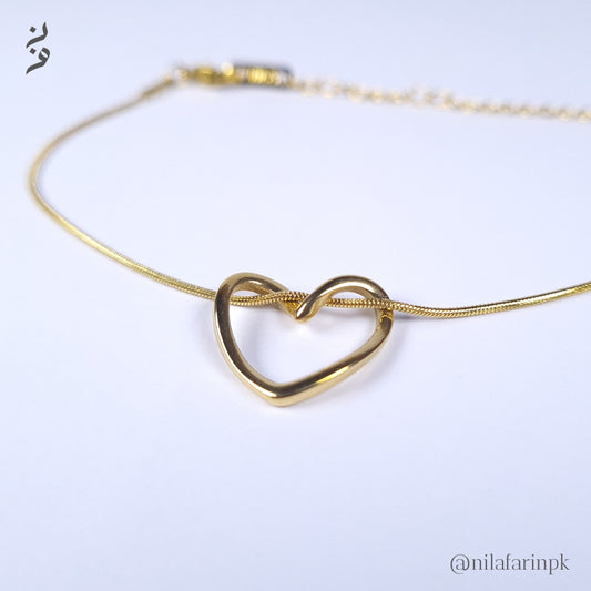 Minimalist Gold Open Heart Necklace & Earrings Set