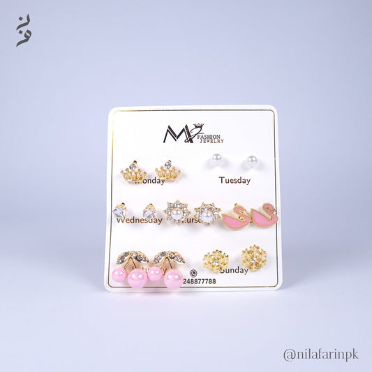 7-Pair Gold-Toned Dainty Earring Set