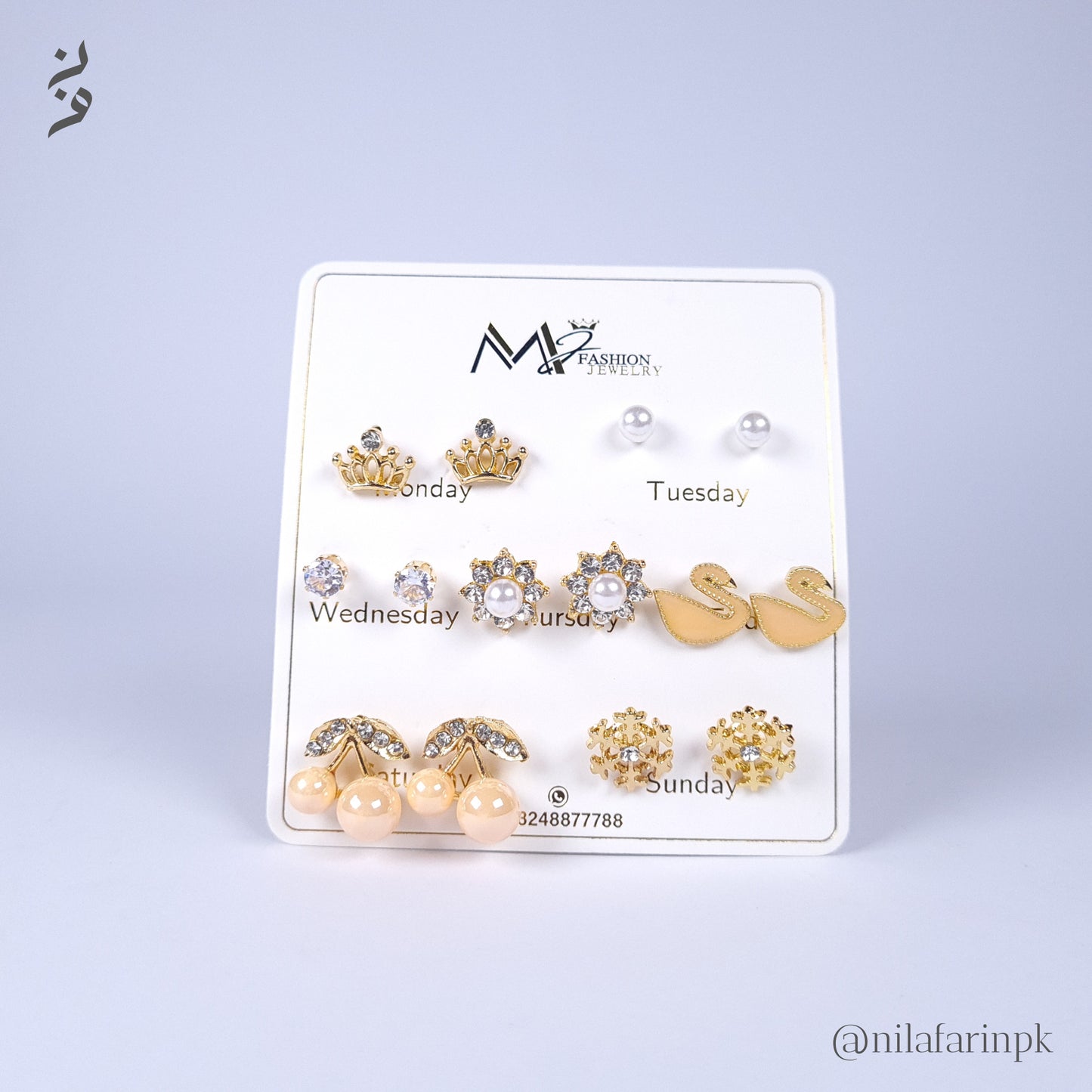 7-Pair Gold-Toned Dainty Earring Set