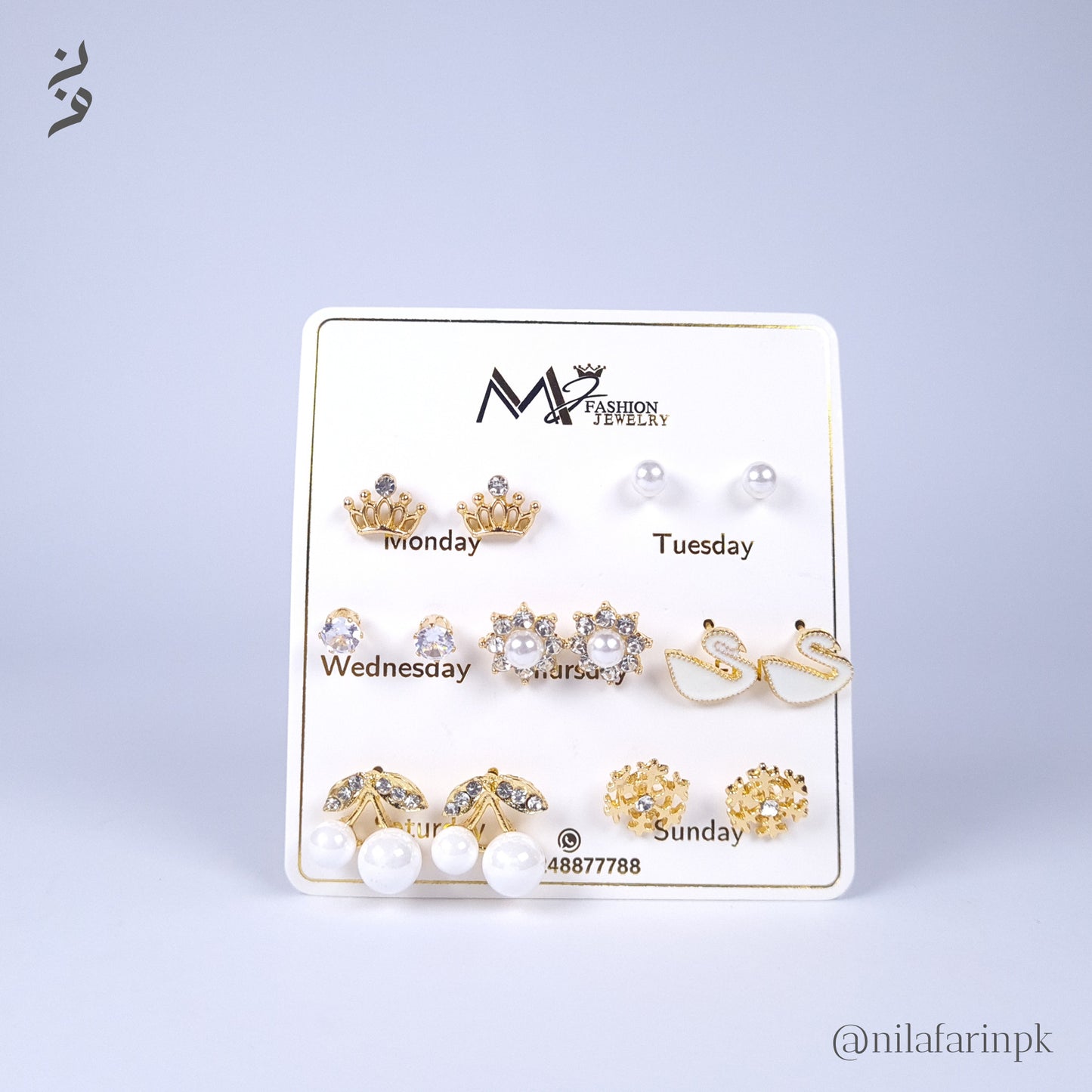 7-Pair Gold-Toned Dainty Earring Set