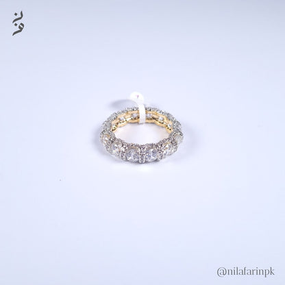 Luxury Full Eternity Cluster Gold Plated Band Ring