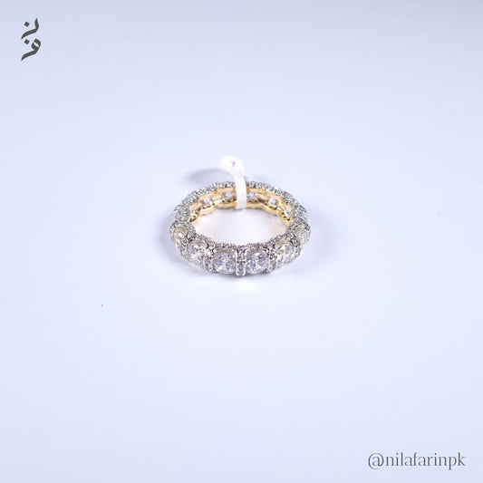 Luxury Full Eternity Cluster Gold Plated Band Ring