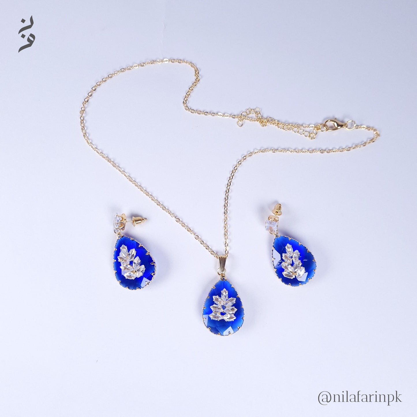 Elegant Pink Teardrop Floral Cluster Necklace & Earrings Set