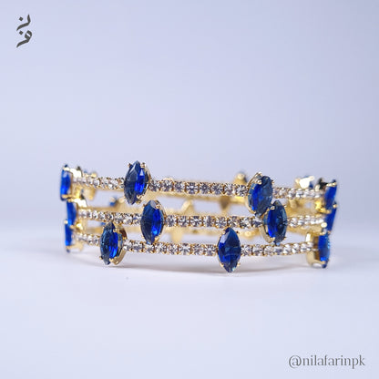 Gold-Plated Blue Marquise & Pave Wrap Bangle