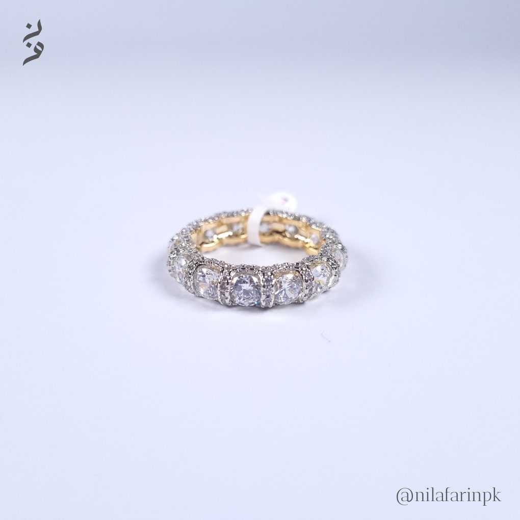 Luxury Full Eternity Cluster Gold Plated Band Ring