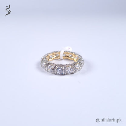Luxury Full Eternity Cluster Gold Plated Band Ring