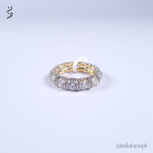 Luxury Full Eternity Cluster Gold Plated Band Ring