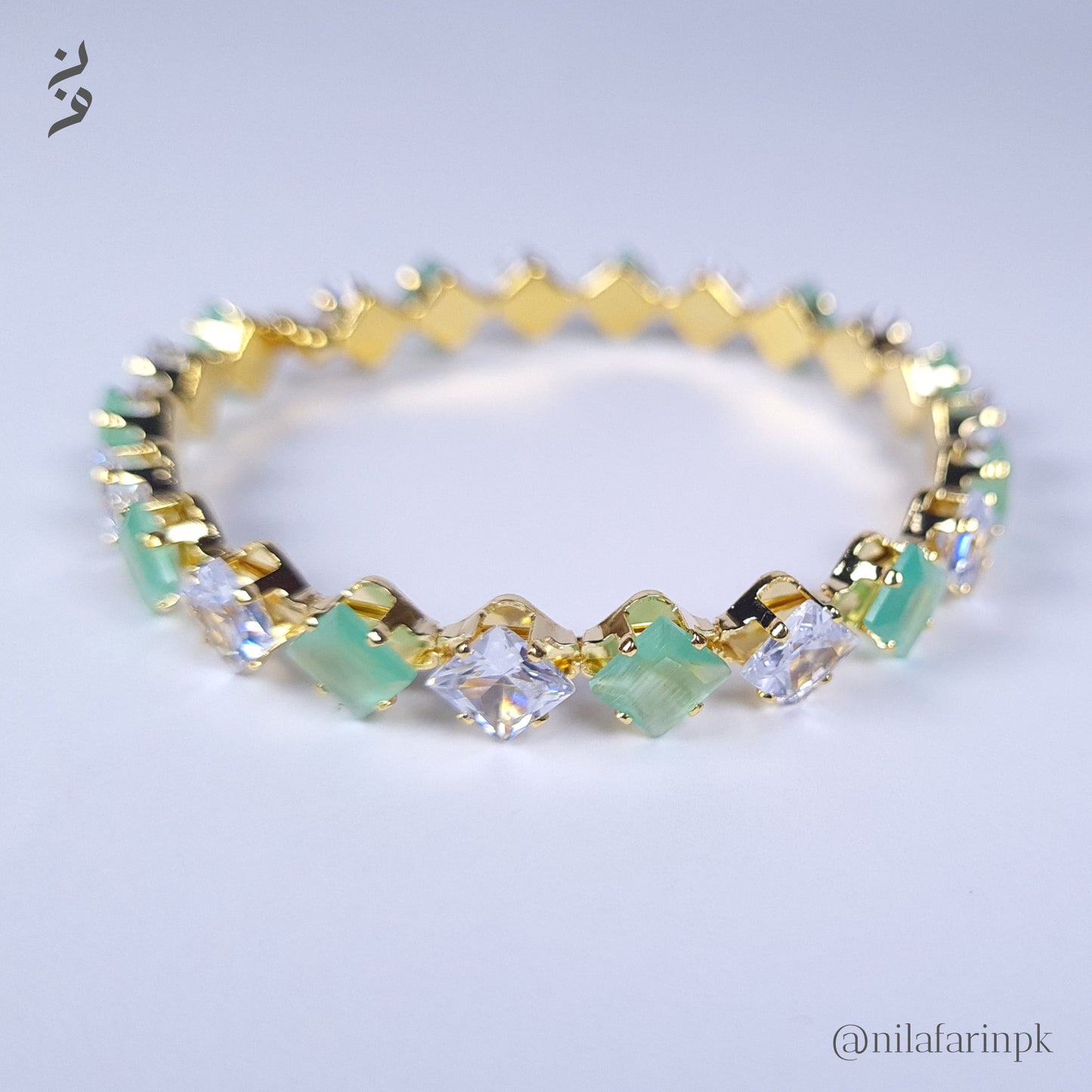 Mint & Clear Diamond-Cut Eternity Bangle