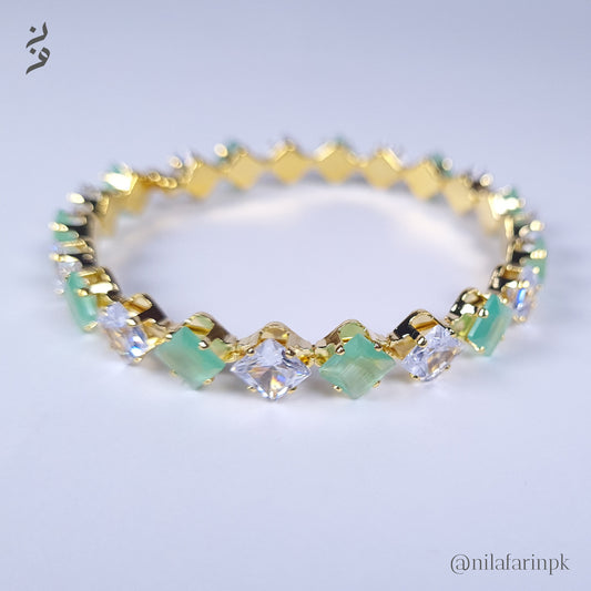 Mint & Clear Diamond-Cut Eternity Bangle