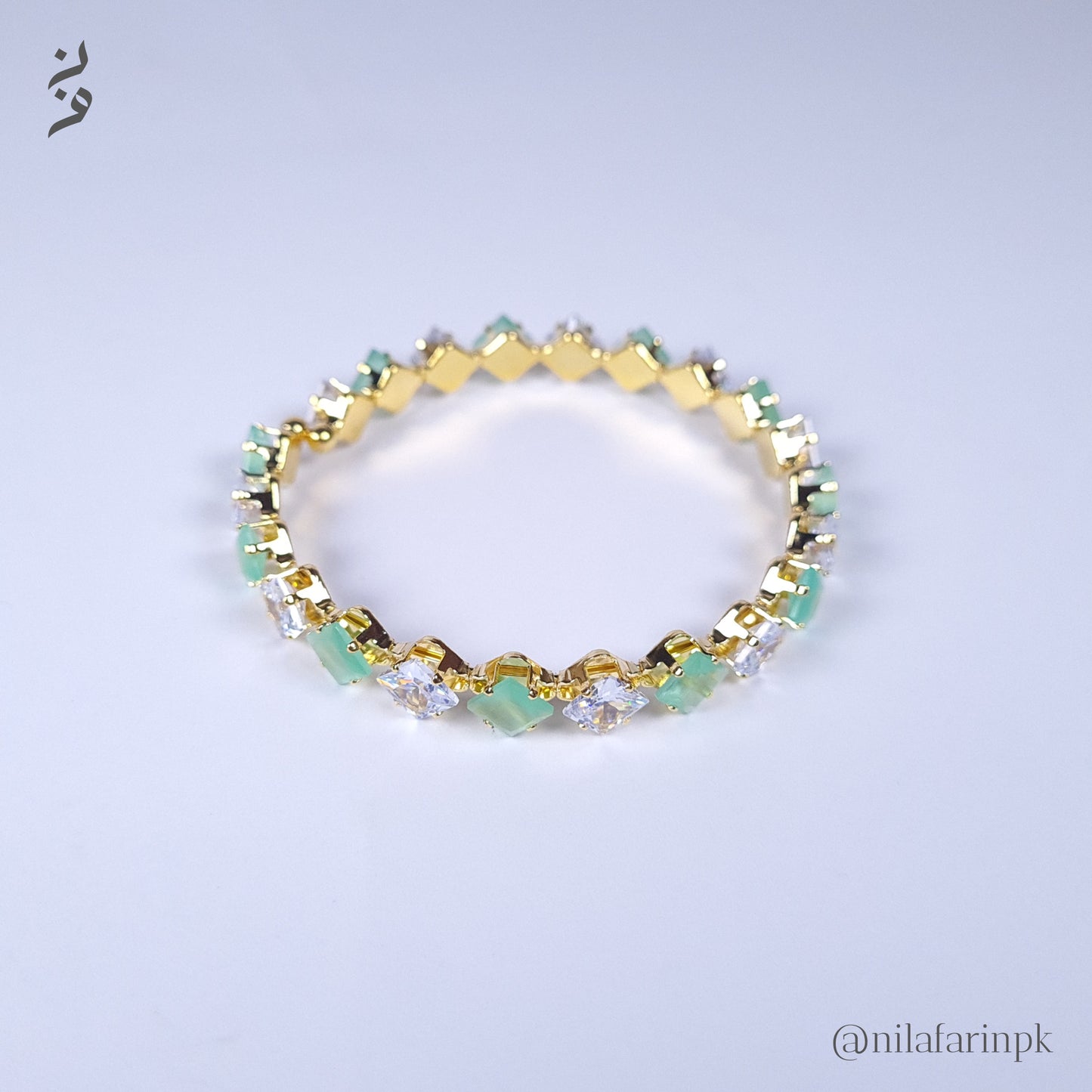 Mint & Clear Diamond-Cut Eternity Bangle