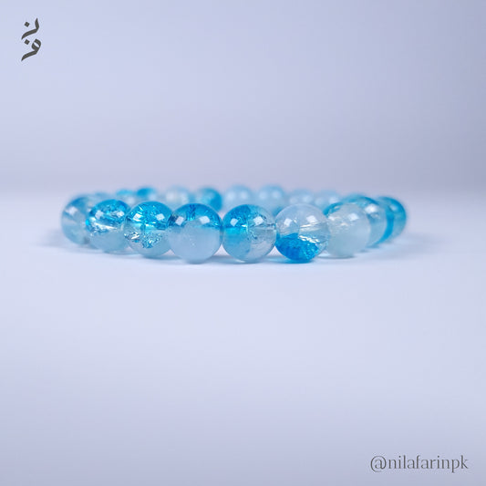 Blue Cracked Ice Crystal Stretch Bracelet