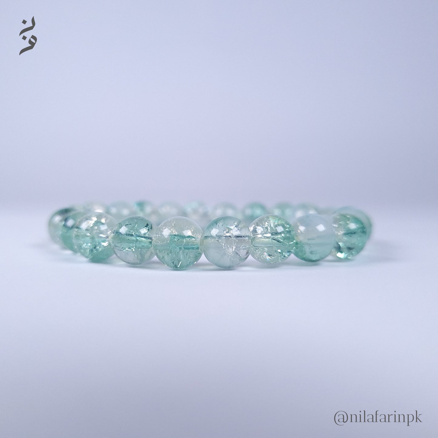 Mint Green Cracked Ice Crystal Stretch Bracelet