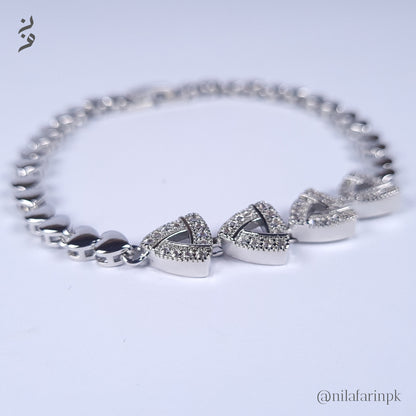 Heart Chain & Pave Triangle Link Bracelet