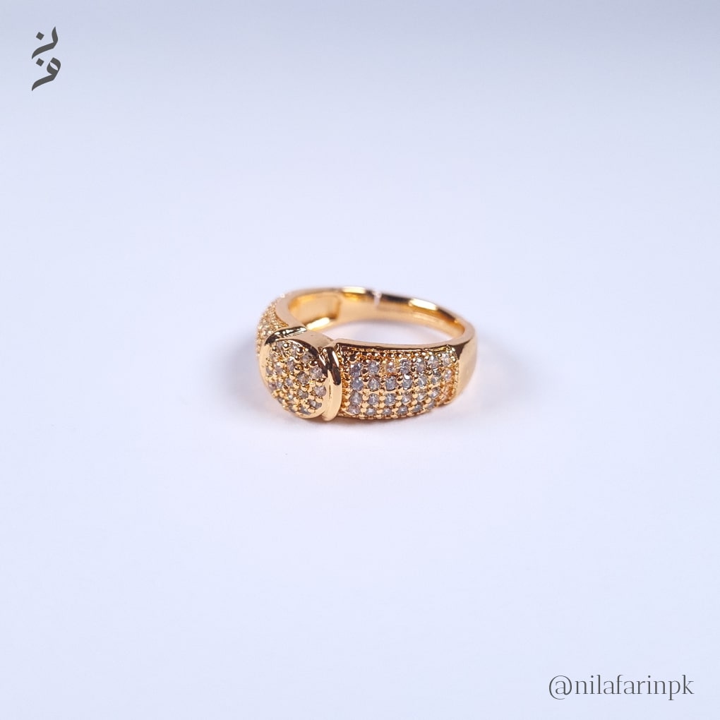 Luxury Pave Dome Adjustable Gold Cocktail Ring