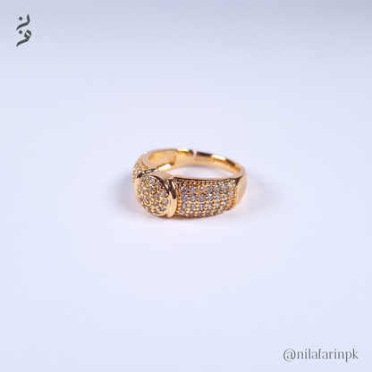 Luxury Pave Dome Adjustable Gold Cocktail Ring