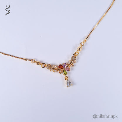 Flower & Gold Necklace Multi Colour