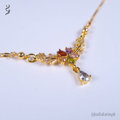 Flower & Gold Necklace Multi Colour