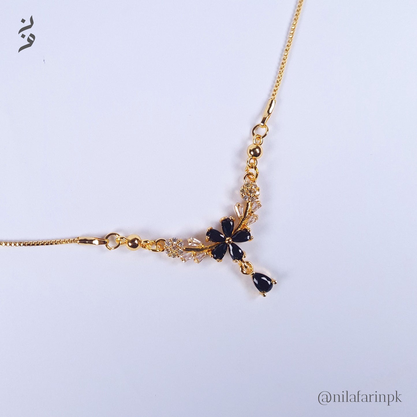 Flower & Gold Necklace Multi Colour