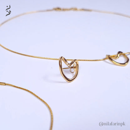 Complete 3 pc Minimalist Open Heart Jewelry Set