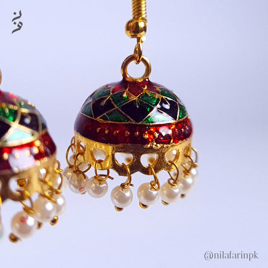 Traditional Meenakari Jhumka Earrings