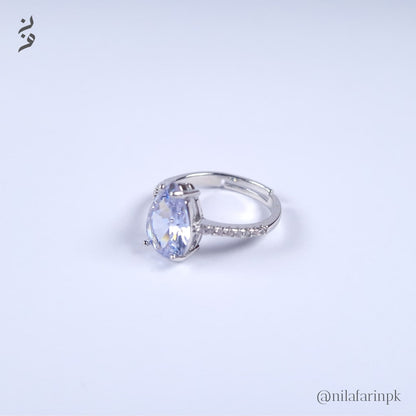 Adjustable Green Teardrop Solitaire Ring