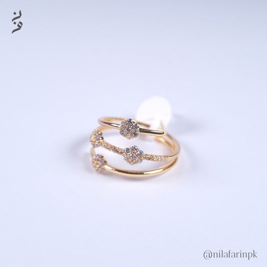 Gold-Plated Triple Layer Floral Cluster Ring