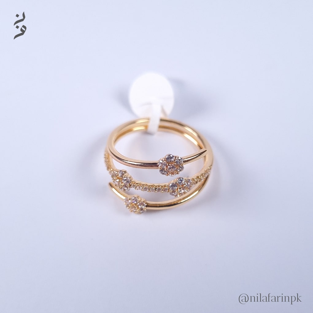 Gold-Plated Triple Layer Floral Cluster Ring