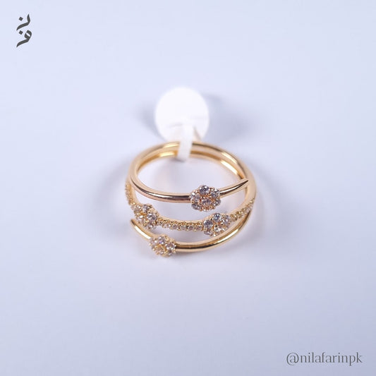 Gold-Plated Triple Layer Floral Cluster Ring