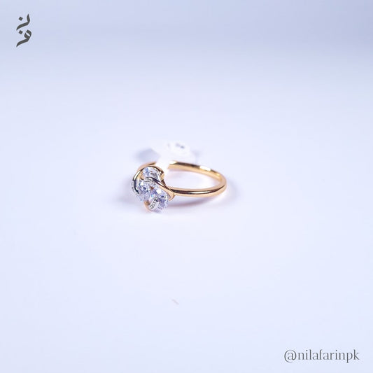 Dainty Gold Plated Marquise Cut CZ Trio Ring