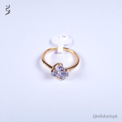 Dainty Gold Plated Marquise Cut CZ Trio Ring