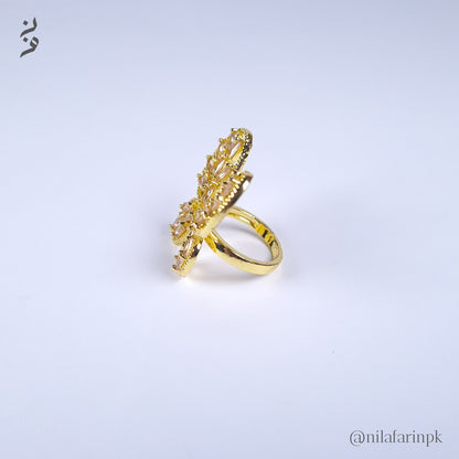 Sparkling Butterfly Cocktail Ring with Champagne Baguette CZ Stones