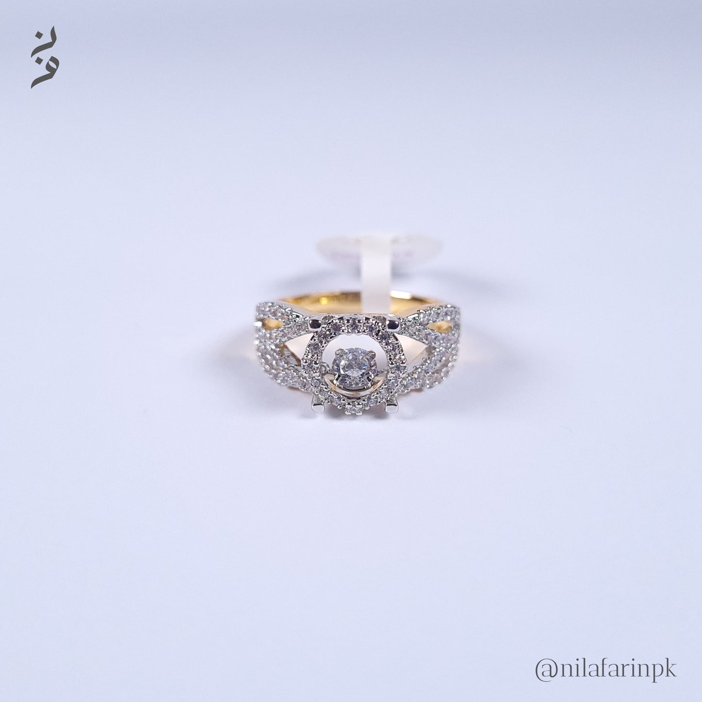 Unique Dancing Diamond Gold Plated Cluster Engagement Ring