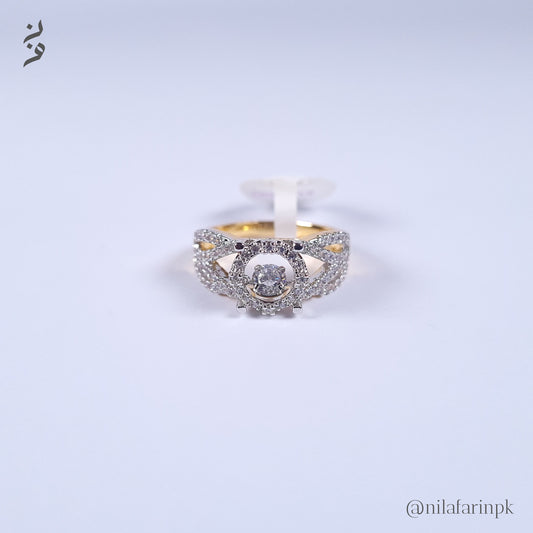 Unique Dancing Diamond Gold Plated Cluster Engagement Ring