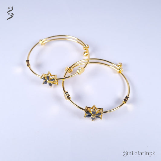 Adjustable Gold Star Flower Kada Bnagle Pair