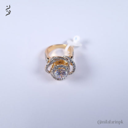 Gold-Plated Swirl Floral Cluster Ring