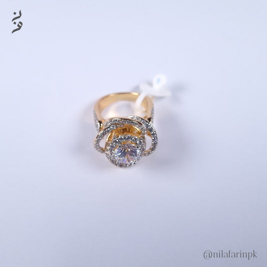 Gold-Plated Swirl Floral Cluster Ring