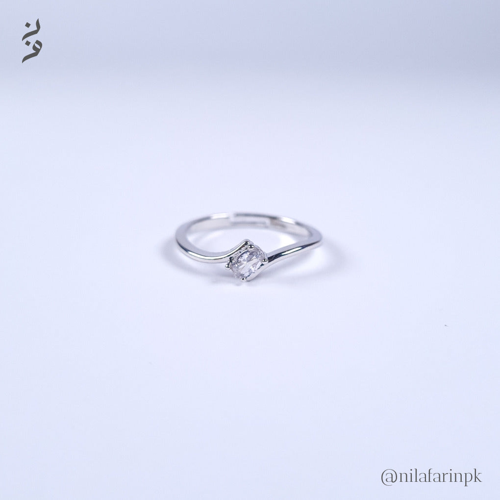 Adjustable Solitaire Swirl Ring Silver and Gold