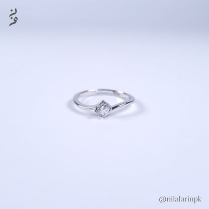 Adjustable Solitaire Swirl Ring Silver and Gold