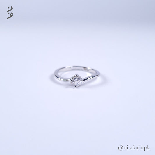 Adjustable Solitaire Swirl Ring Silver and Gold