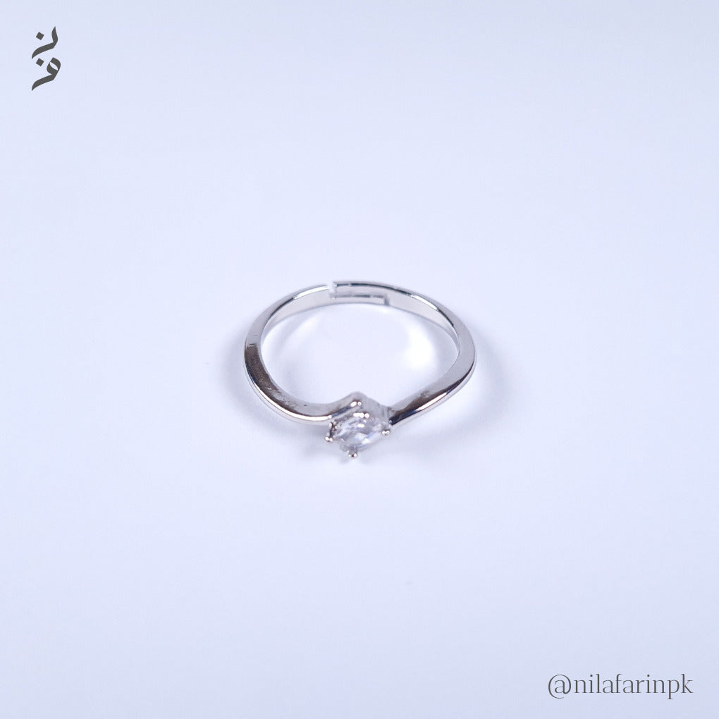 Adjustable Solitaire Swirl Ring Silver and Gold