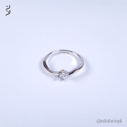 Adjustable Solitaire Swirl Ring Silver and Gold