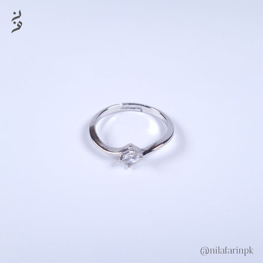 Adjustable Solitaire Swirl Ring Silver and Gold