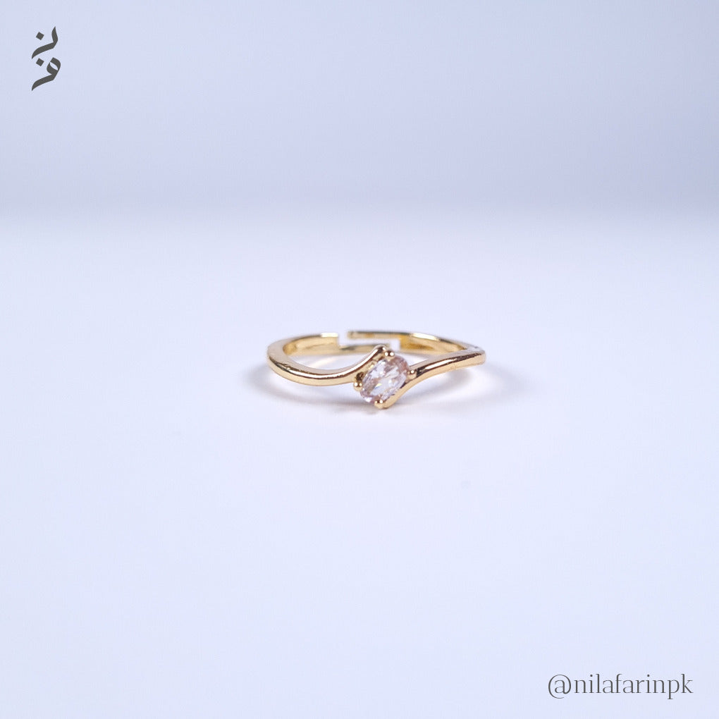 Adjustable Solitaire Swirl Ring Silver and Gold